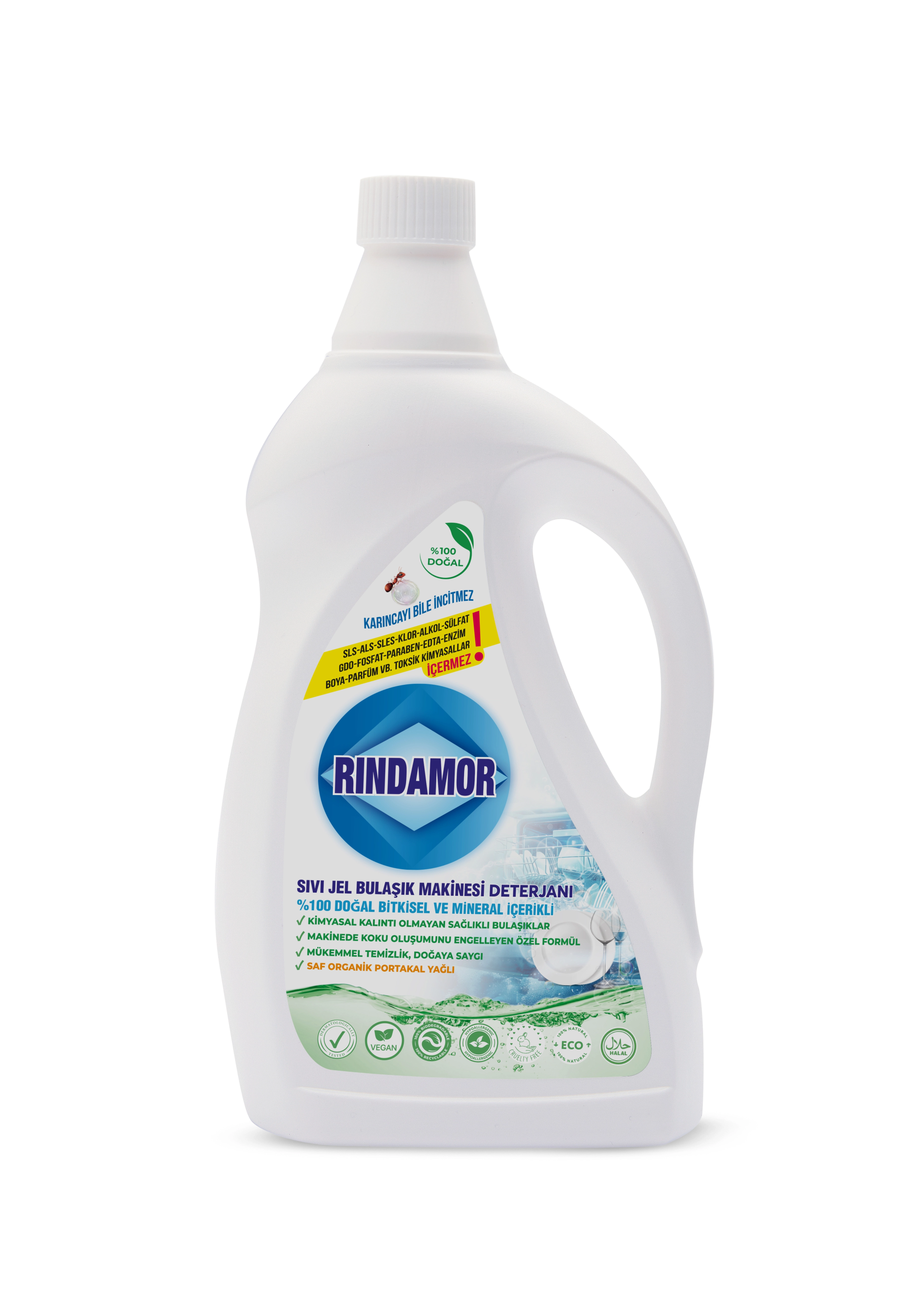 %100 DOĞAL BİTKİSEL SIVI JEL BULAŞIK MAKİNESİ DETERJANI-2 X 1100 ML