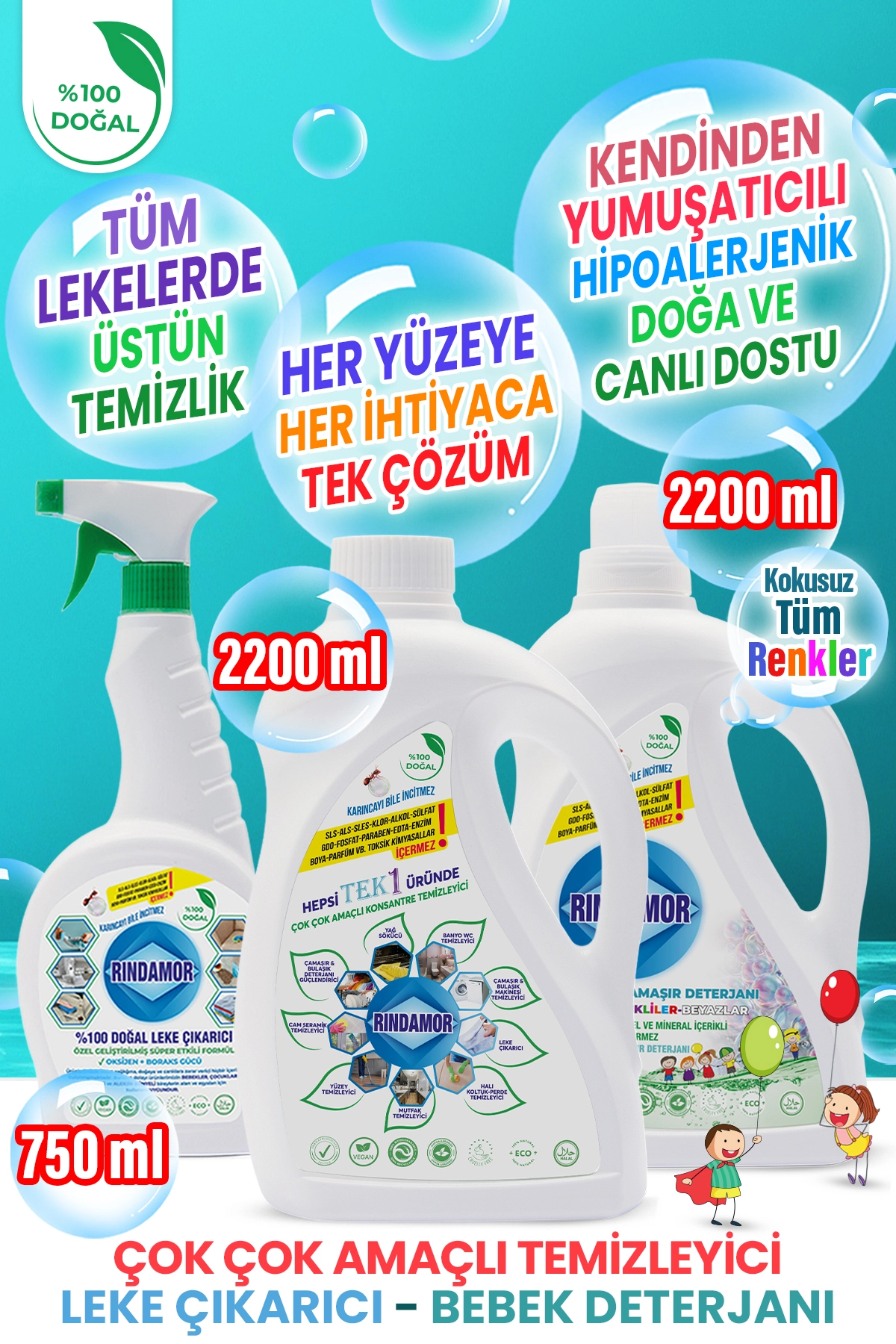  %100 DOĞAL BİTKİSEL KOKUSUZ BEBEK ÇAMAŞIR DETERJANI-LEKE ÇIKARICI- ÇOK AMAÇLI KONSANTRE TEMİZLEYİCİ