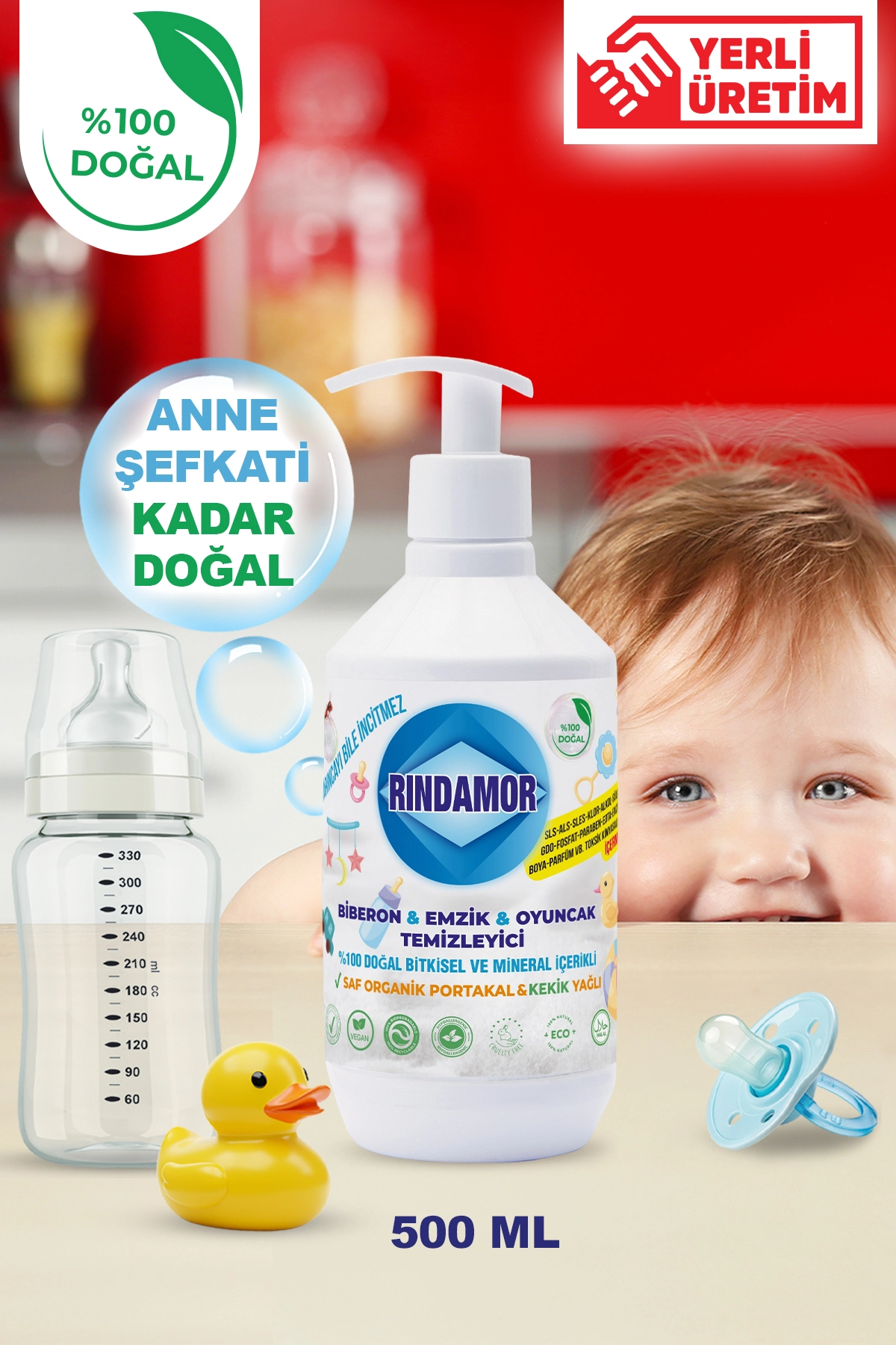   % 100 DOĞAL BİTKİSEL BİBERON EMZİK ve OYUNCAK TEMİZLEYİCİ- ORGANİK PORTAKAL&KEKİK YAĞLI