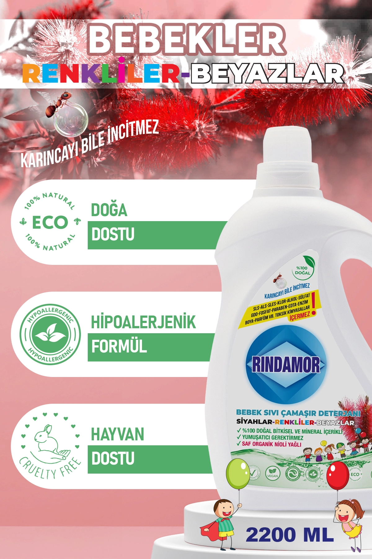 % 100 DOĞAL BİTKİSEL BEBEK SIVI ÇAMAŞIR DETERJANI ORGANİK NİOLİ YAĞLI-KENDİNDEN YUMUŞATICILI