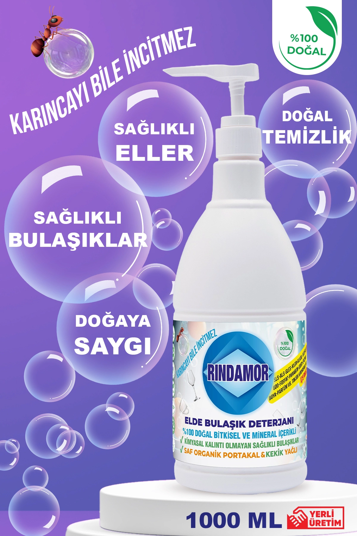 % 100 DOĞAL BİTKİSEL ELDE BULAŞIK DETERJANI-ORGANİK KEKİK&PORTAKAL YAĞLI