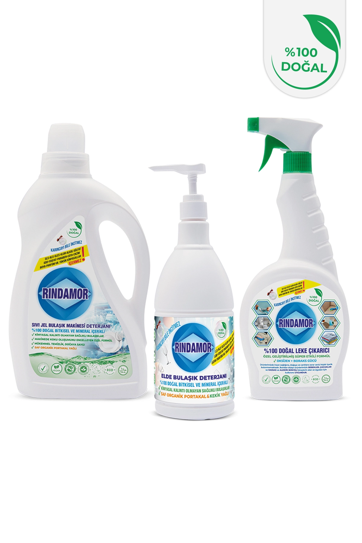 3LÜ TEMİZLİK SETİ-LEKE ÇIKARICI-SIVI BULAŞIK MAKİNESİ DETERJANI-ELDE BULAŞIK DETERJANI