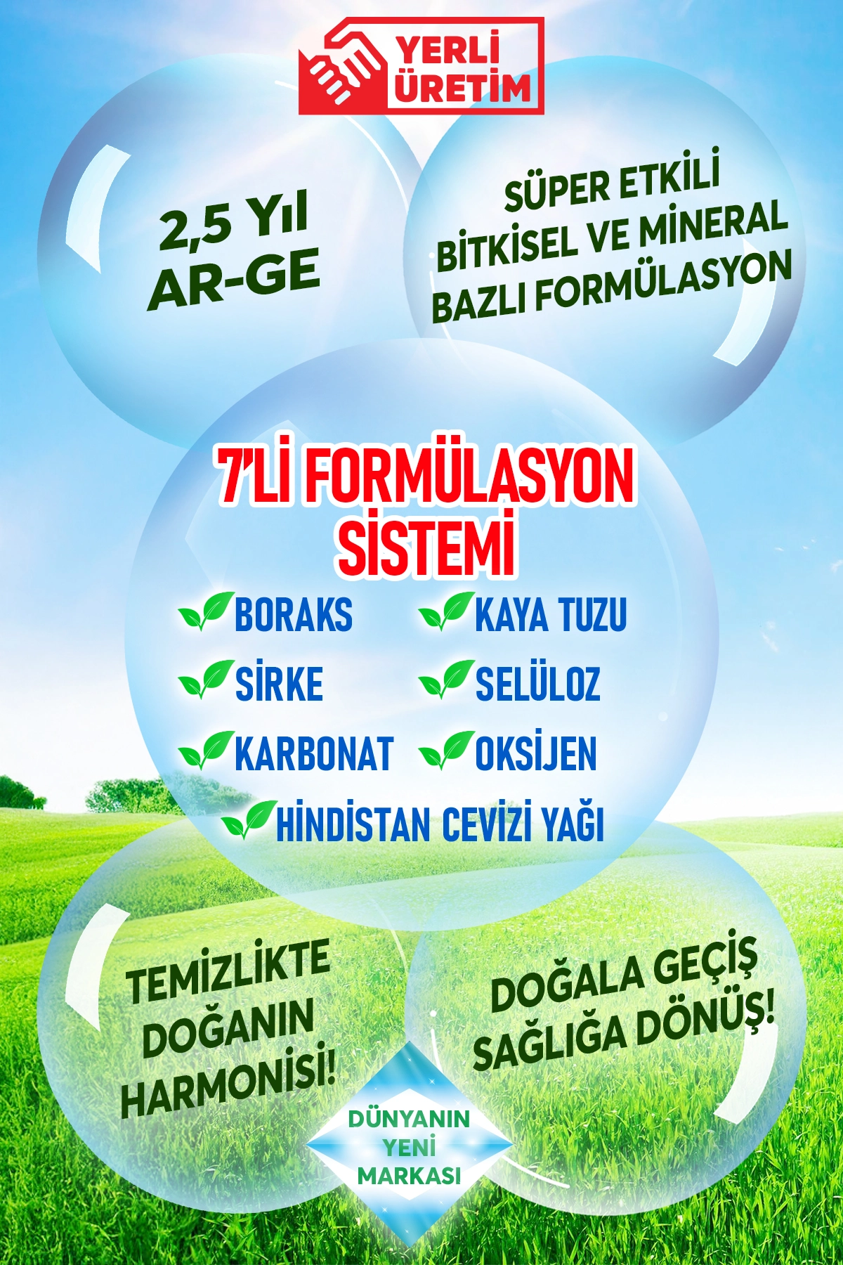  %100 DOĞAL BİTKİSEL ÇOK ÇOK AMAÇLI KONSANTRE TEMİZLEYİCİ VE LEKE ÇIKARICI SETİ