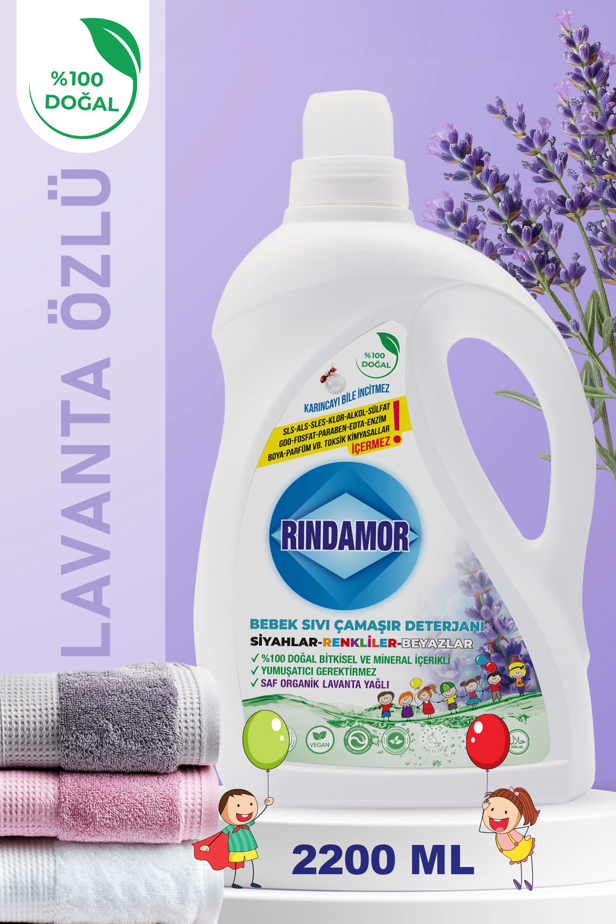 %100 DOĞAL BİTKİSEL BEBEK ÇAMAŞIR DETERJANI ORGANİK LAVANTA YAĞLI-LEKE ÇIKARICI SETİ