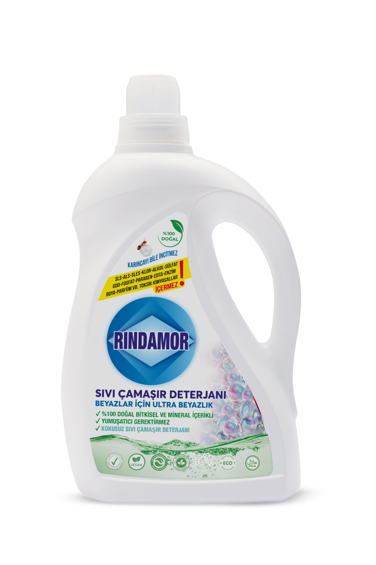 % 100 DOĞAL BİTKİSEL BEYAZLAR KOKUSUZ SIVI ÇAMAŞIR DETERJANI -KENDİNDEN YUMUŞATICILI