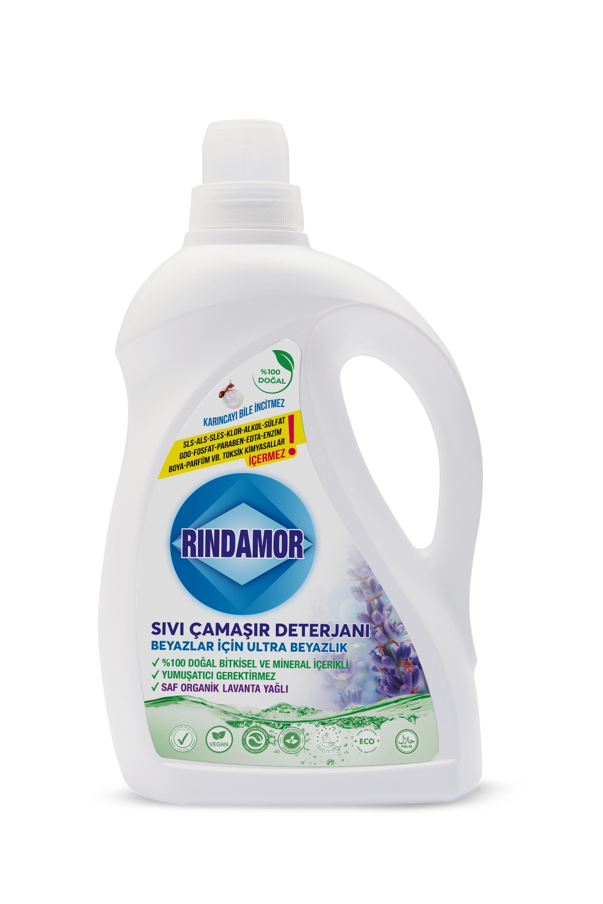 % 100 DOĞAL BİTKİSEL BEYAZLAR SIVI ÇAMAŞIR DETERJANI ORGANİK LAVANTA YAĞLI -KENDİNDEN YUMUŞATICILI