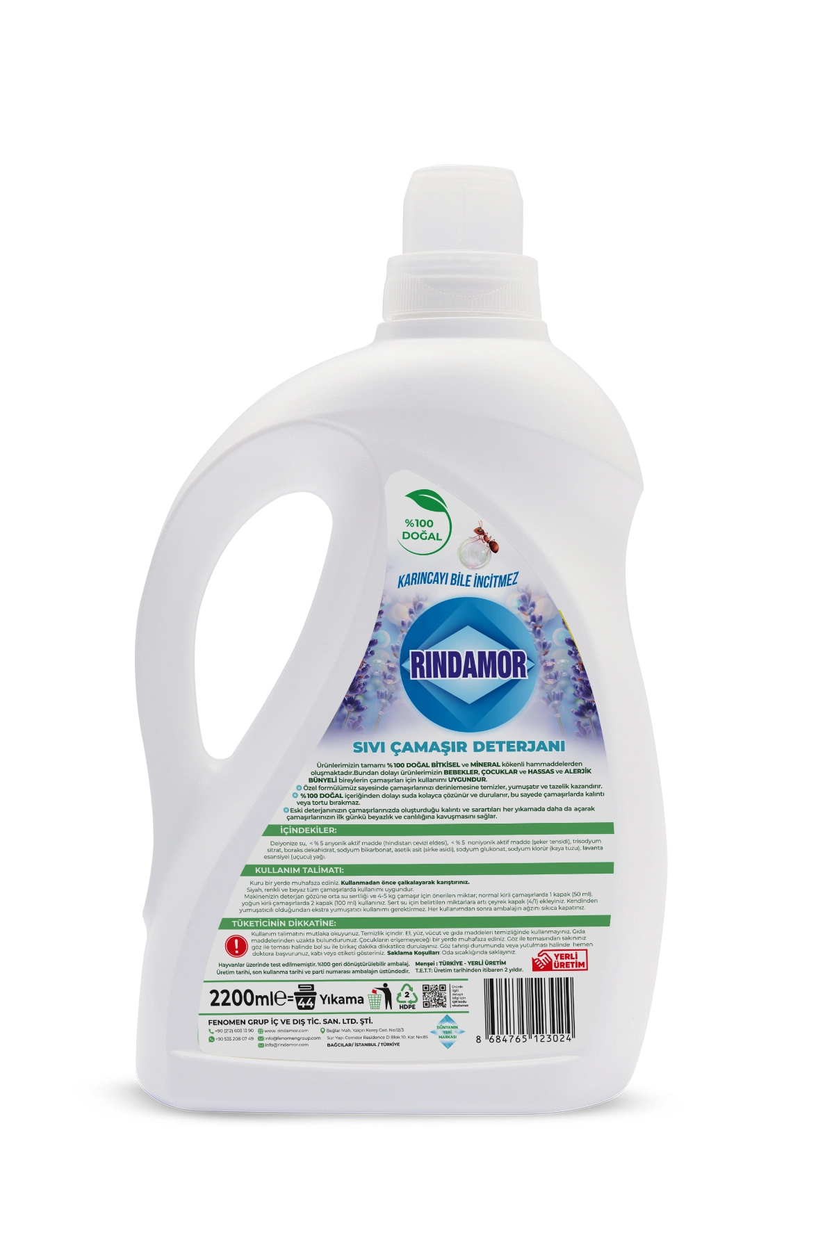 % 100 DOĞAL BİTKİSEL TÜM RENKLER SIVI ÇAMAŞIR DETERJANI ORGANİK LAVANTA YAĞLI-KENDİNDEN YUMUŞATICILI