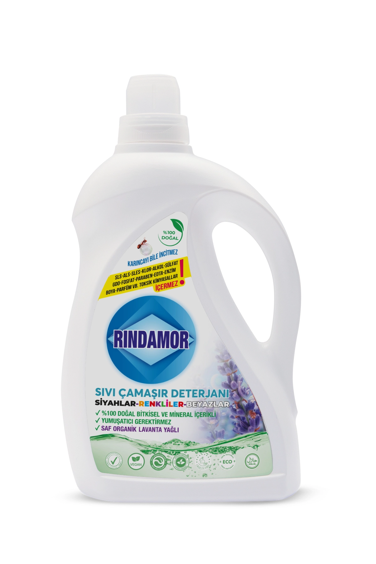 % 100 DOĞAL BİTKİSEL TÜM RENKLER SIVI ÇAMAŞIR DETERJANI ORGANİK LAVANTA YAĞLI-KENDİNDEN YUMUŞATICILI