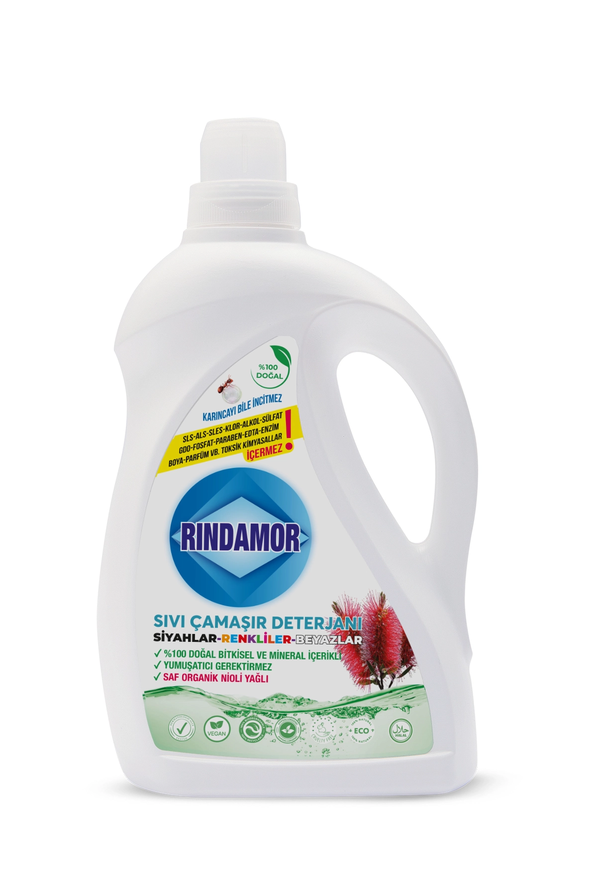 % 100 DOĞAL BİTKİSEL TÜM RENKLER SIVI ÇAMAŞIR DETERJANI ORGANİK NİOLİ YAĞLI-KENDİNDEN YUMUŞATICILI