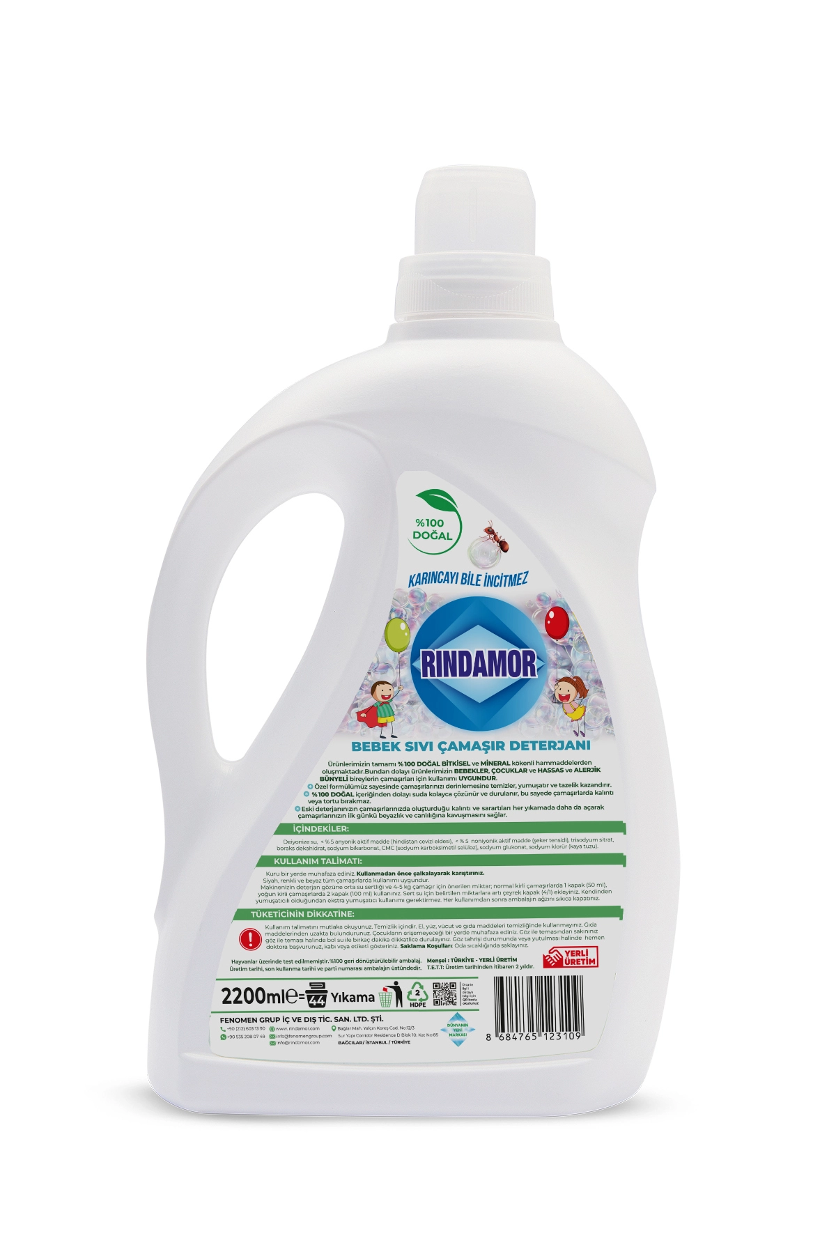 % 100 DOĞAL BİTKİSEL KOKUSUZ BEBEK SIVI ÇAMAŞIR DETERJANI-KENDİNDEN YUMUŞATICILI