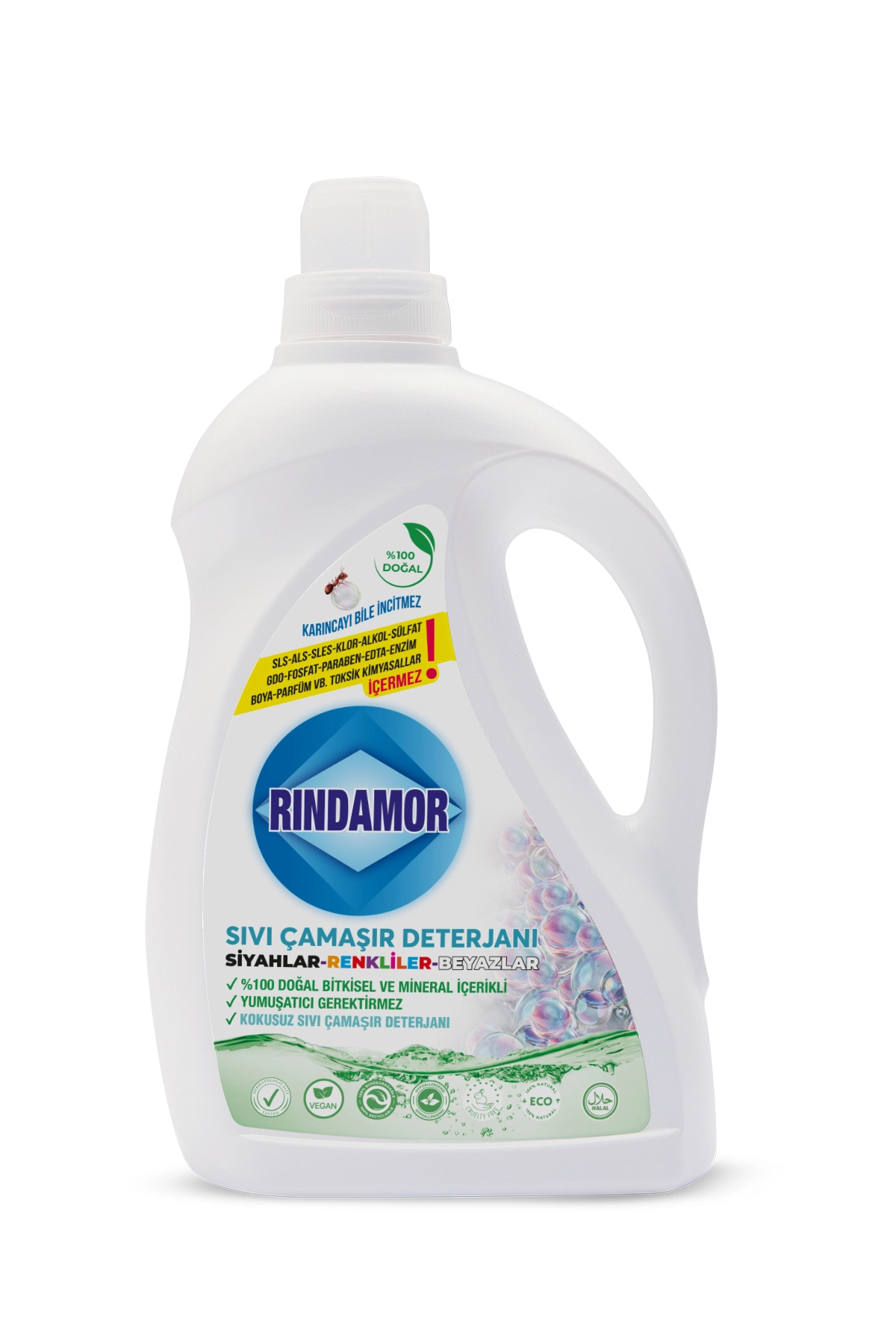 % 100 DOĞAL BİTKİSEL TÜM RENKLER KOKUSUZ SIVI ÇAMAŞIR DETERJANI-KENDİNDEN YUMUŞATICILI