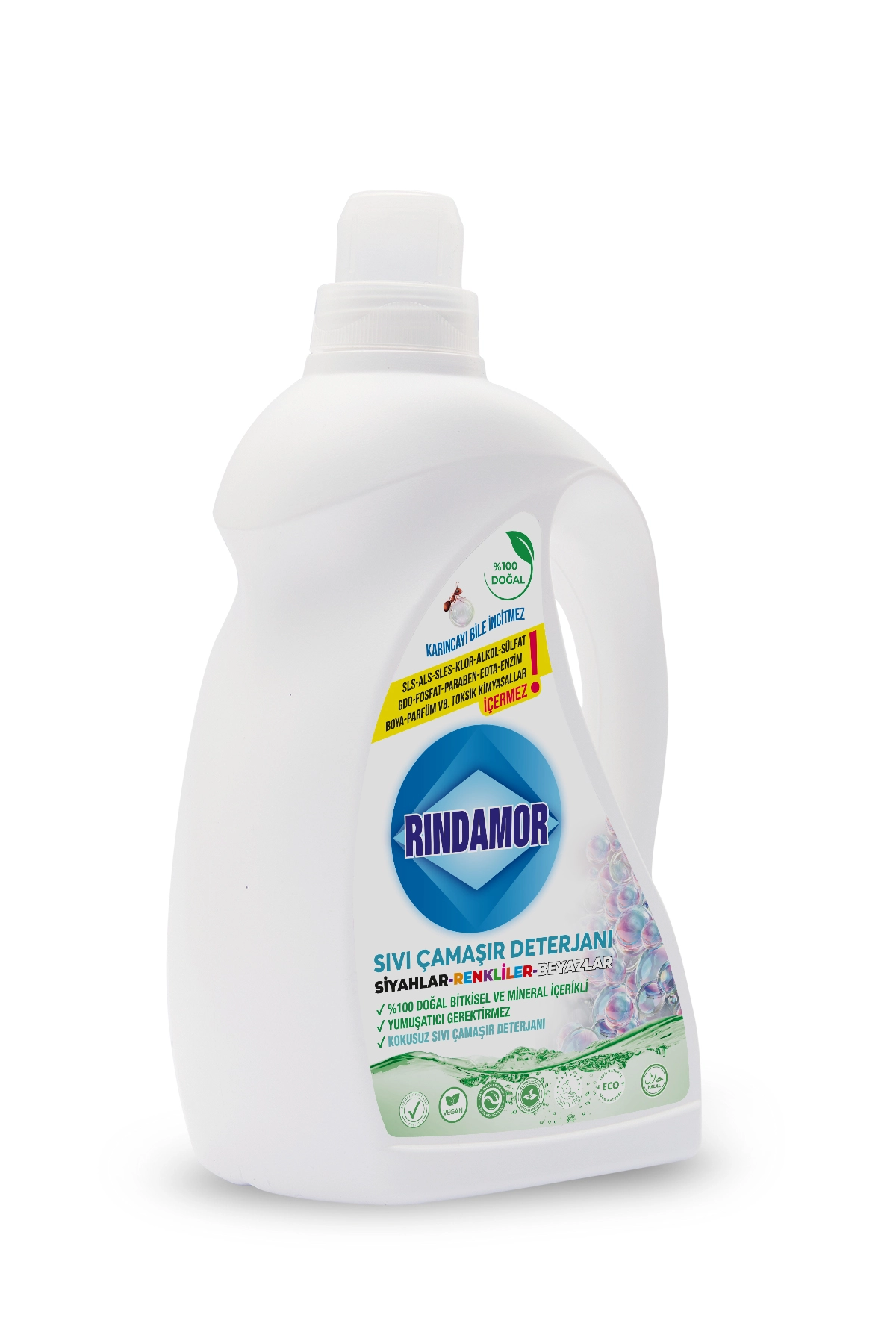 % 100 DOĞAL BİTKİSEL TÜM RENKLER KOKUSUZ SIVI ÇAMAŞIR DETERJANI-KENDİNDEN YUMUŞATICILI